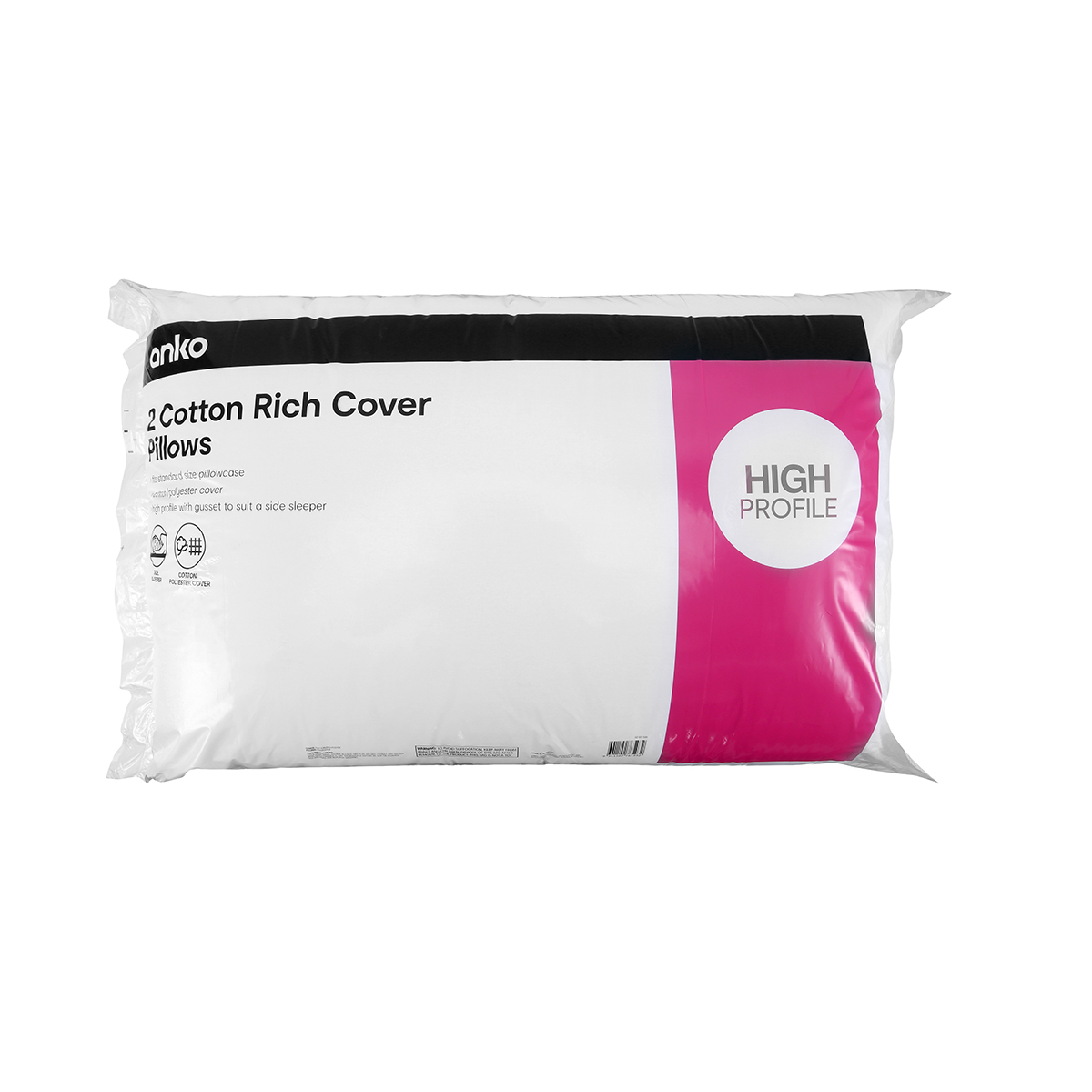 Cotton Rich Cover Pillows High Profile, Set of 2 KmartNZ