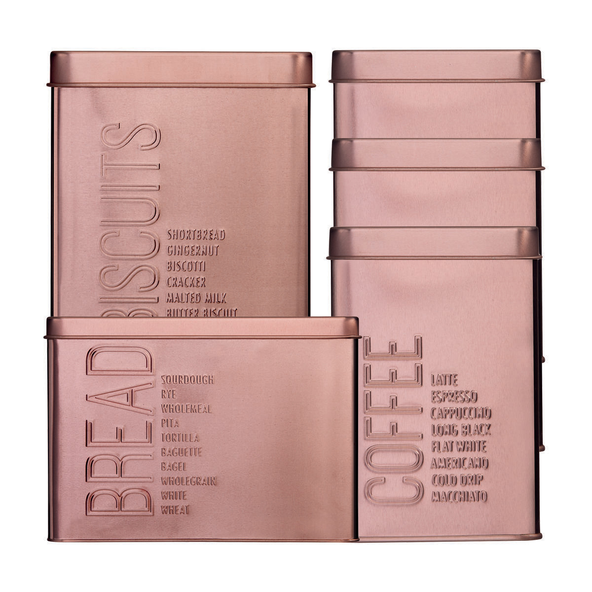 5 Rose Gold Look Canisters KmartNZ