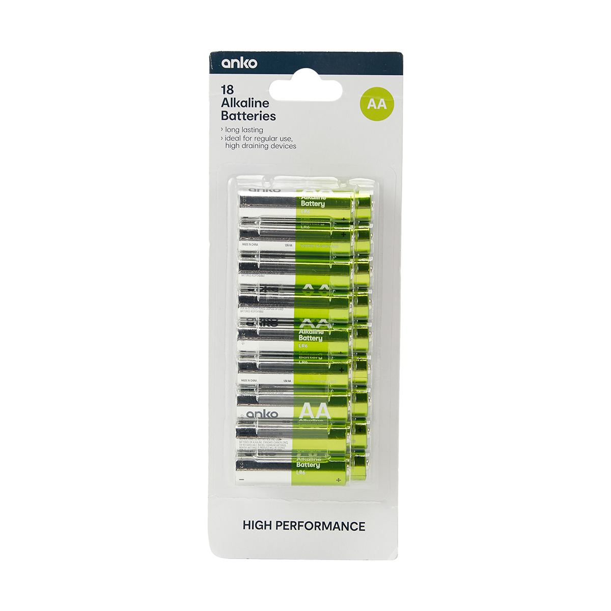High Performance Alkaline Batteries AA, Pack of 18 KmartNZ