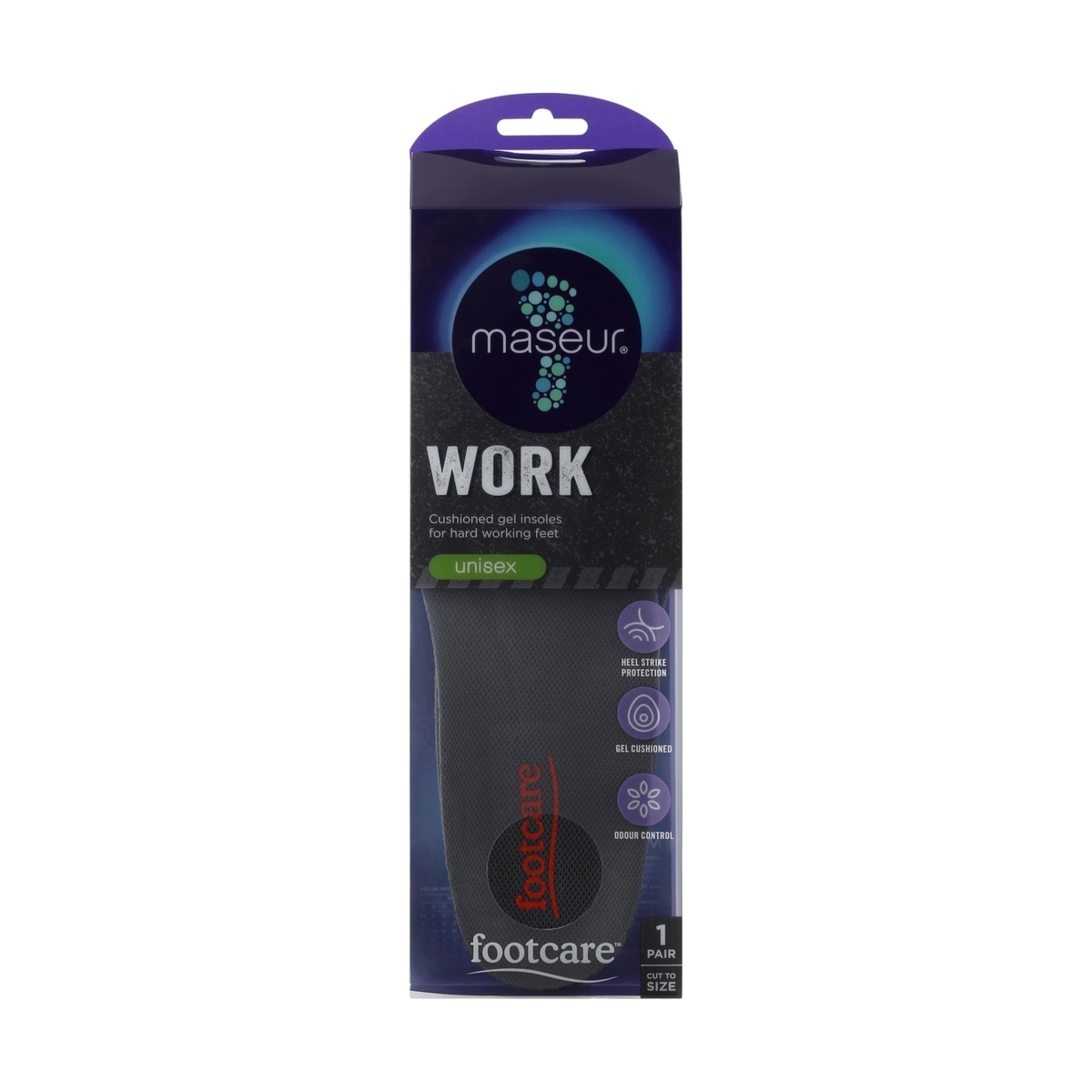 Footcare Work Insoles Black KmartNZ