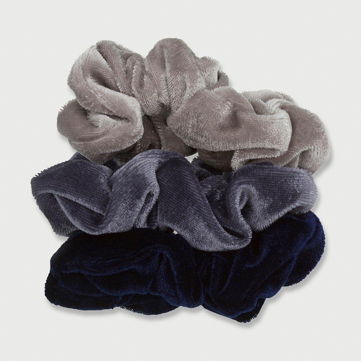 3 Pack Velvet Scrunchies Blue KmartNZ