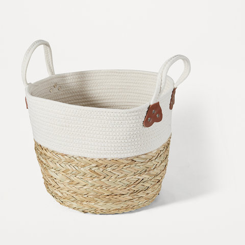 Rope And Straw Basket With Handles, Wooden Laundry Hamper Kmart