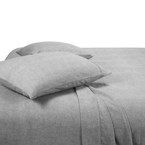 Marle Cotton Flannelette Sheet Set Double Bed Light Grey Kmartnz