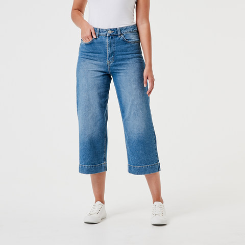 wide leg cropped denim