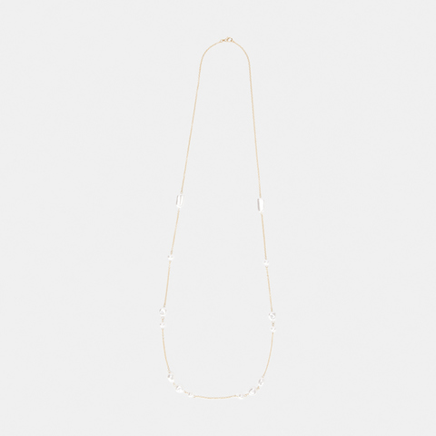 Irregular Pearl Station Necklace Gold 