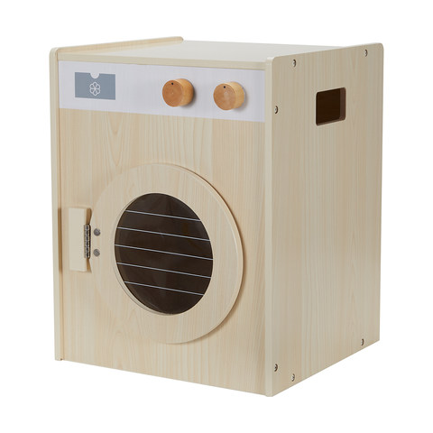toy wooden kitchen with washing machine
