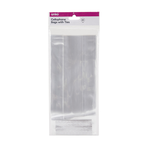 25 Pack Cellophane Bags With Ties Kmartnz