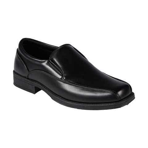 black slip on shoes leather