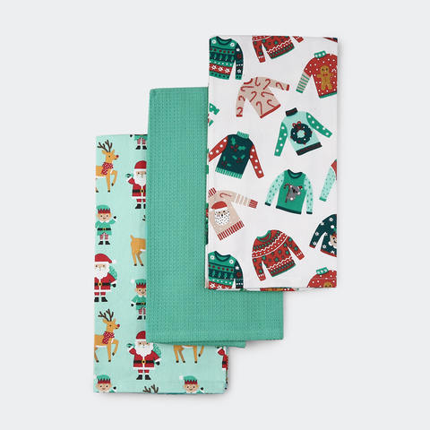 3 Pack Christmas Jumper Tea Towels Kmartnz