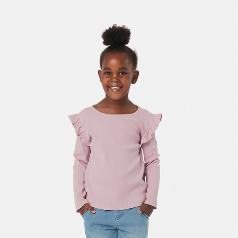 Long Sleeve Rib Frill T shirt - Kmart NZ
