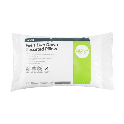 Feels Like Down Gusseted Pillow Medium Profile - Kmart NZ