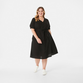 Curve Short Sleeve Frill Hem Dress 